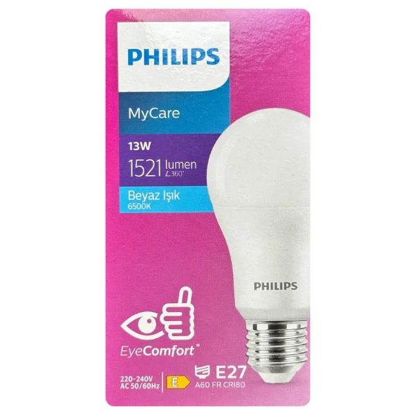 Philips 13W (100W) 6500K (Beyaz Işık) E27 Duylu Led Ampul (10 Adet) - Görsel 2