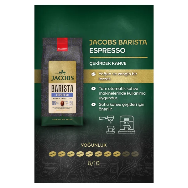 Jacobs Barista Editions 1 Kg Espresso Çekirdek Kahve Yavaş Kavrulmuş Baharatlı Aroma - Görsel 2