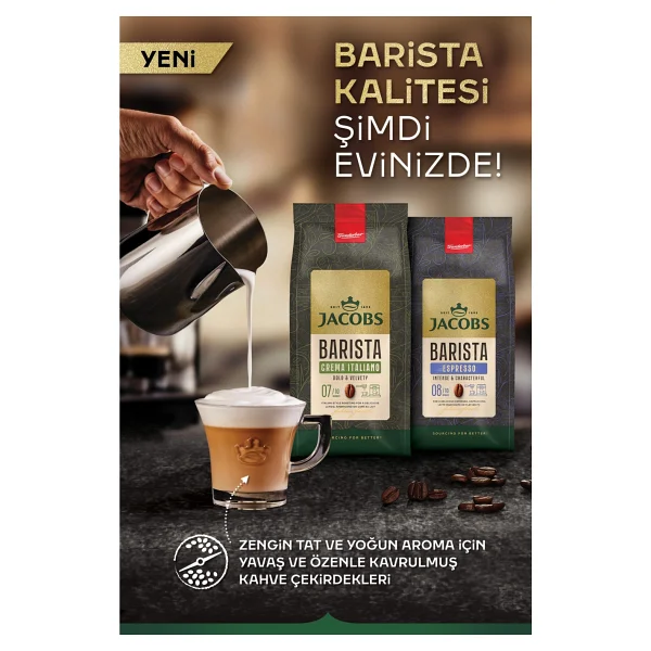 Jacobs Barista Editions 1 Kg Espresso Çekirdek Kahve Yavaş Kavrulmuş Baharatlı Aroma - Görsel 4