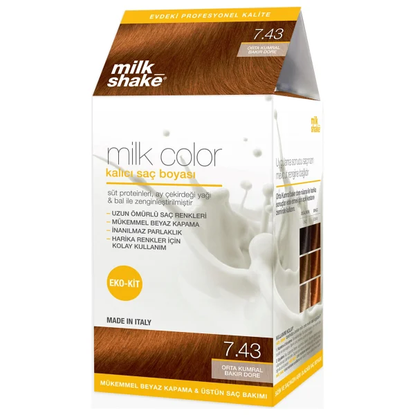 Milk Shake Milk Color Kalıcı 7.43 Orta Kumral Bakır Dore Saç Boyası - Görsel 2