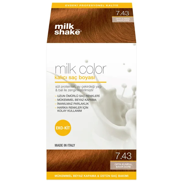 Milk Shake Milk Color Kalıcı 7.43 Orta Kumral Bakır Dore Saç Boyası - Görsel 3