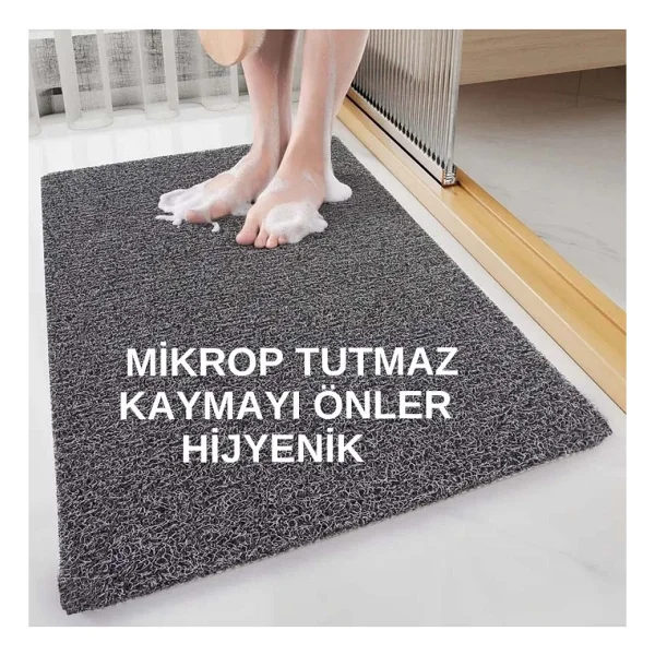 Mr Milrey Kıvırcık Plastik Paspas - Kalınlık 14 Mm / Islak & Kaydırmaz Iç Ve Dış Zeminler - Gri - 100 X 50 Cm - Görsel 3