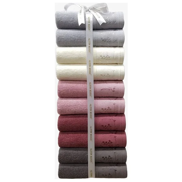 Özdilek Ditsy Havlu 10 Adet - Antrasit Mürdüm Pembe Krem Gri - 50 x 80 cm