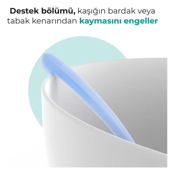 Mamajoo Ergonomik Beslenme Kaşık Seti Powder Blue & Beyaz, 6 Ay+ İkili - Saklama Kabı Hediyeli - Açık Mavi - Beyaz - Görsel 5