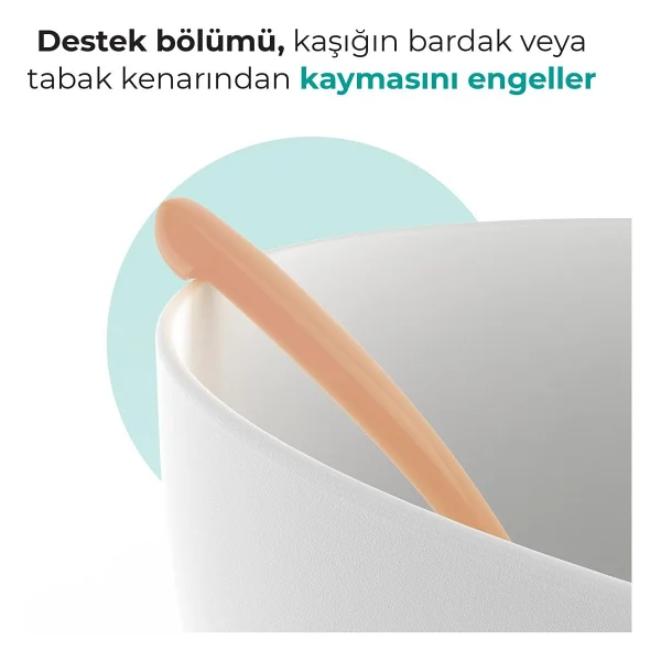 Mamajoo Ergonomik Beslenme Kaşık Seti Powder Blush & Beyaz, 6 Ay+ İkili - Saklama Kabı Hediyeli - Turuncu - Beyaz - Görsel 5