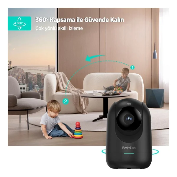 Botslab 360+ C211 2K Pro 360 Derece Bebek IP Wi-Fi Güvenlik Kamerası - Görsel 3