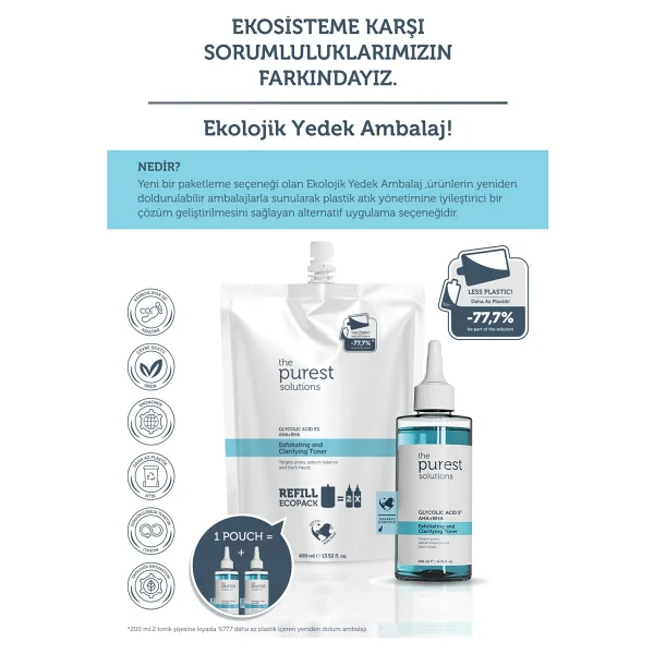 The Purest Solutions Exfoliating Clarifying Glycolic Acid 5% Aha + Bha Refill 400 Ml Tonik - Görsel 3