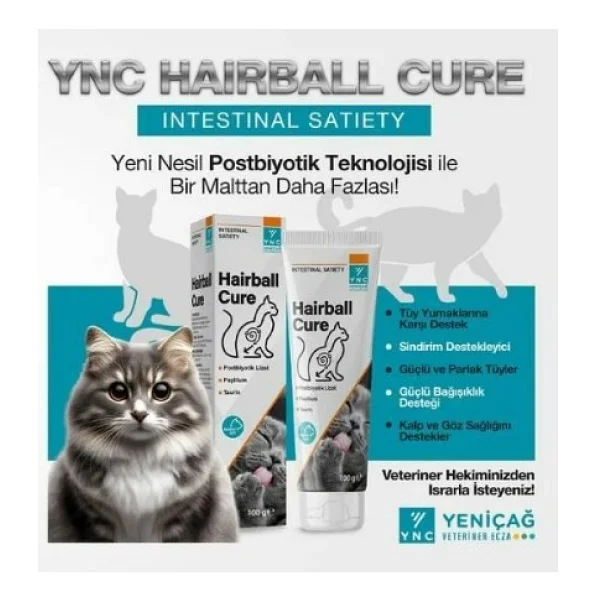 Ync Hairball Cure Kedi Malt Paste 100 Gr Kediler İçin Postbiyotik Etkili Lezzetli Malt - Görsel 2
