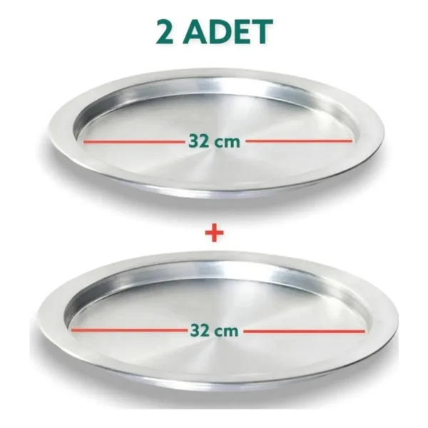 Yıldız Çelik 2 Adet 32 Cm Taban Alüminyum Künefe Kadayıf Tepsisi & Tabağı - Görsel 2