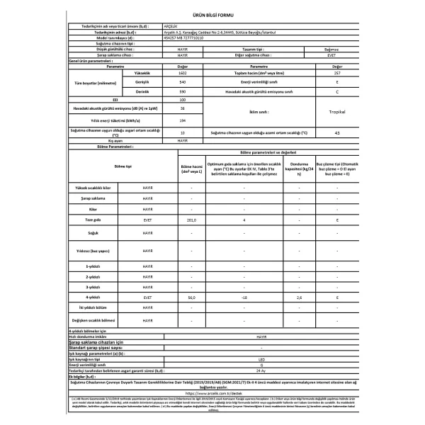 Arçelik 454257 MB Çift Kapılı Buzdolabı - Görsel 4