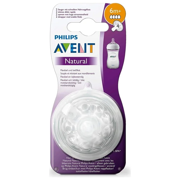 Philips Avent Natural Silikon Biberon Emziği - 4 Delikli Gelişmiş Anti-Kolik Sistemi, 6 Aydan İtibaren, Sızdırmaz, Bpa İçermeyen, 2'li Paket - Görsel 7