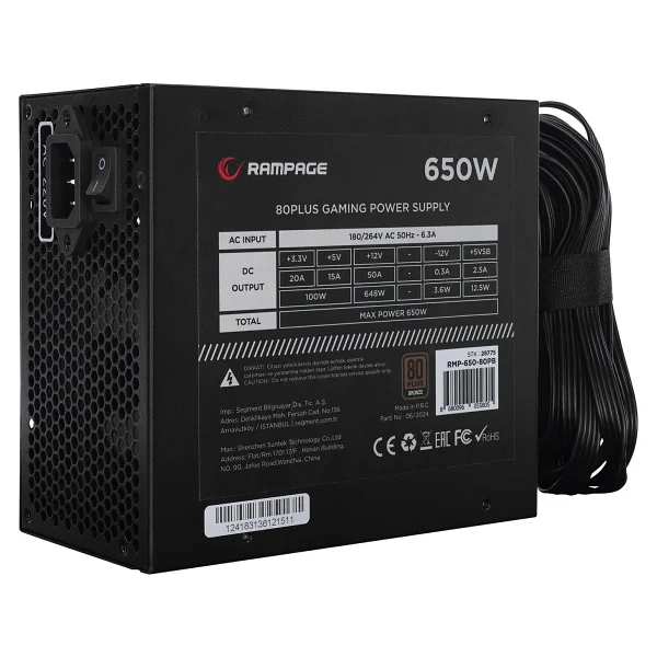 Rampage Rmp-650-80pb 650w Power Supply - Görsel 2
