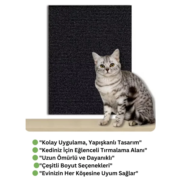 Katflex Antrasit Yapışkanlı Koltuk Kenarı Koruyucu Kedi Tırmalama Halısı - Görsel 2
