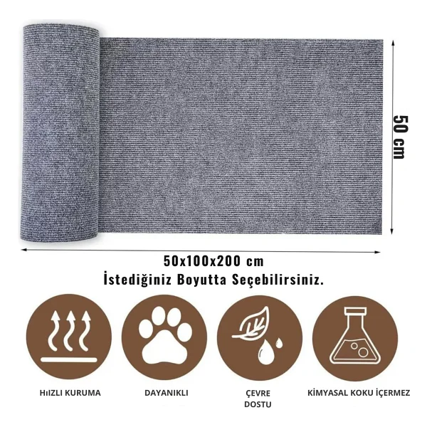 Katflex Antrasit Yapışkanlı Koltuk Kenarı Koruyucu Kedi Tırmalama Halısı - Görsel 3