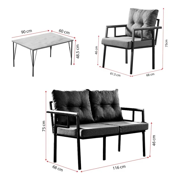 Evdemo Saye 2+1+1+Orta Sehpa Cappuccino Bahçe & Balkon Takımı - Görsel 5