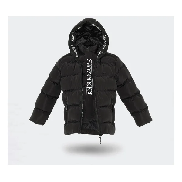 Slazenger Neons Kapüşonlu Siyah Çocuk Şişme Mont - Görsel 4