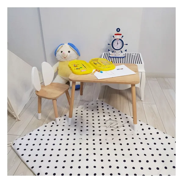 Bee Smart Oyun Masası-Aktivite Masası-Çalışma Masası-Etkinlik Masası-Ahşap 1 Sandalyeli Çocuk Masa Sandalye Takımı - Görsel 3