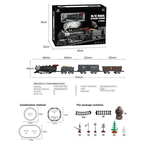 Oyuncak Tren Işıklı Sesli Buharlı Uzaktan Kumandalı Tren - Görsel 2