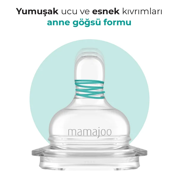 Mamajoo Antikolik Biberon Emziği Seti 6 Ay+ Orta Akışlı, İkili - Saklama Kabı Hediyeli - 6+ Ay - Görsel 4