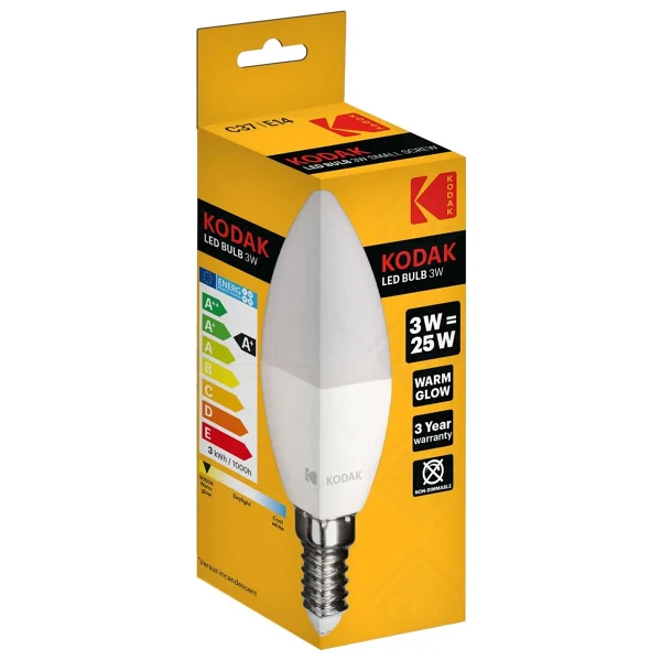 Kodak 3W 240 Lümen LED Sarı Işık Ampul 5 Adet - Beyaz - Görsel 3