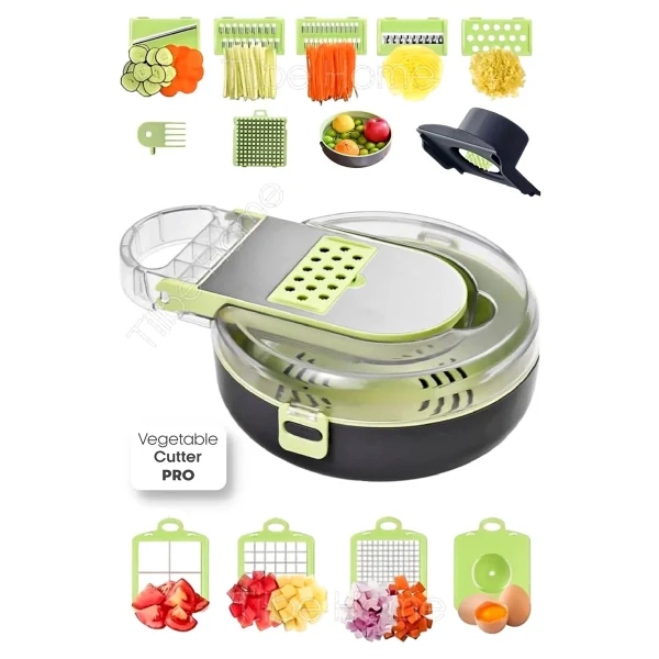 Tilbe Home Vegetable Cutter Pro Rende Sebze Doğrayıcı Dilimleyici Hazneli Soğan Küp Kesici Dicer Rende Seti - Görsel 6