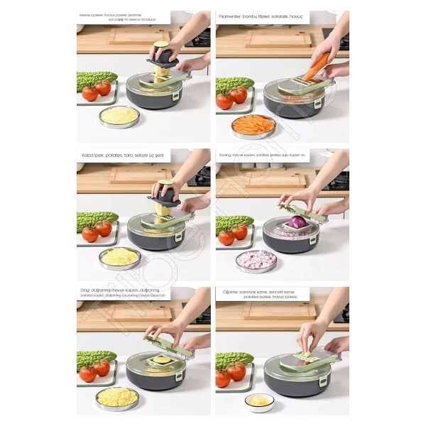 Tilbe Home Vegetable Cutter Pro Rende Sebze Doğrayıcı Dilimleyici Hazneli Soğan Küp Kesici Dicer Rende Seti - Görsel 2