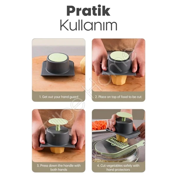 Tilbe Home Vegetable Cutter Pro Rende Sebze Doğrayıcı Dilimleyici Hazneli Soğan Küp Kesici Dicer Rende Seti - Görsel 4