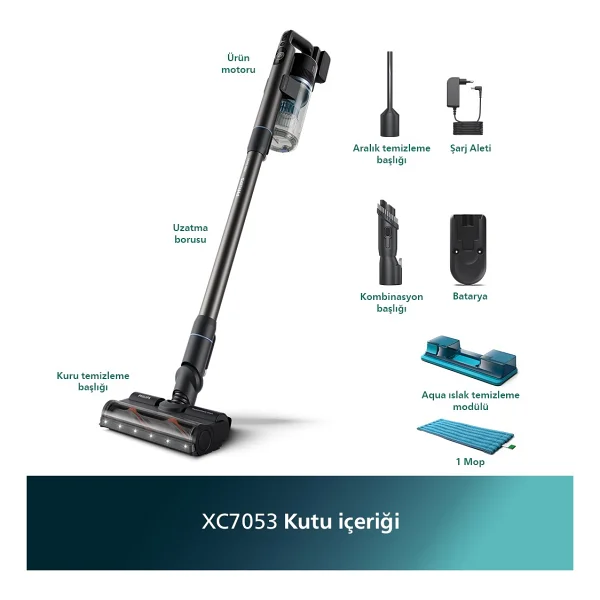 Philips 7000 Serisi Aqua Xc7053/01 Şarjlı Dikey Süpürge - Görsel 3