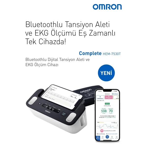 Omron Complete Hem-7530t-E3 Ekg Fonksiyonlu Koldan Dijital Tansiyon Aleti - Görsel 9