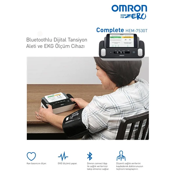 Omron Complete Hem-7530t-E3 Ekg Fonksiyonlu Koldan Dijital Tansiyon Aleti - Görsel 3