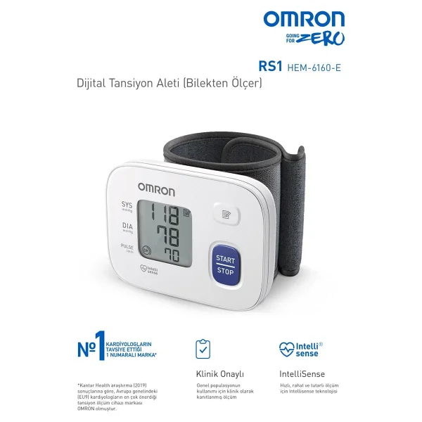 Omron Rs1 Hem-6160-E Intellisense Bilekten Dijital Tansiyon Aleti - Görsel 2