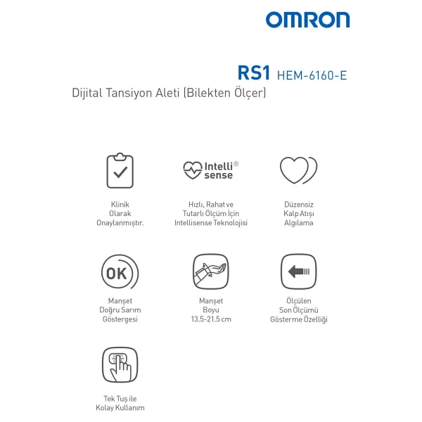 Omron Rs1 Hem-6160-E Intellisense Bilekten Dijital Tansiyon Aleti - Görsel 3