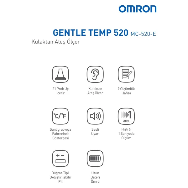 OMRON Gentle Temp 520 Kulaktan 1 sn'de Ölçüm Yapan Yüksek Hassasiyetli Ateş Ölçer - Görsel 4