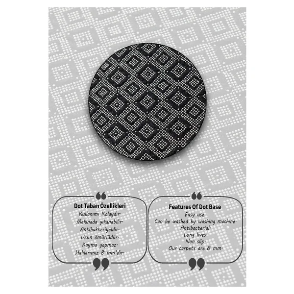 Chilai Home Black Frame 3'lü Set Banyo Halısı Djtbanyobanyo - Görsel 2