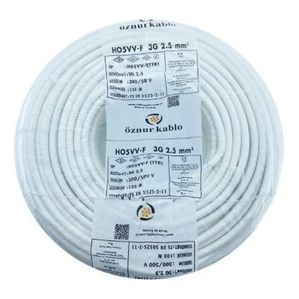 Öznur Kablo 3x2.5 Mm Bakır Beyaz Ttr Elektrik Kablosu - 5 Metre - Görsel 4