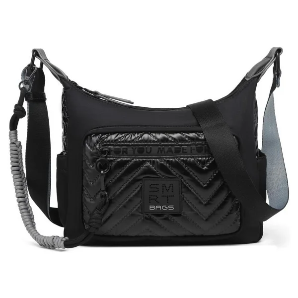 Smart Bags Parlak Kumaş Çapraz Askılı Kadın Postacı Çantası 3251 - Siyah - Gri - Görsel 7