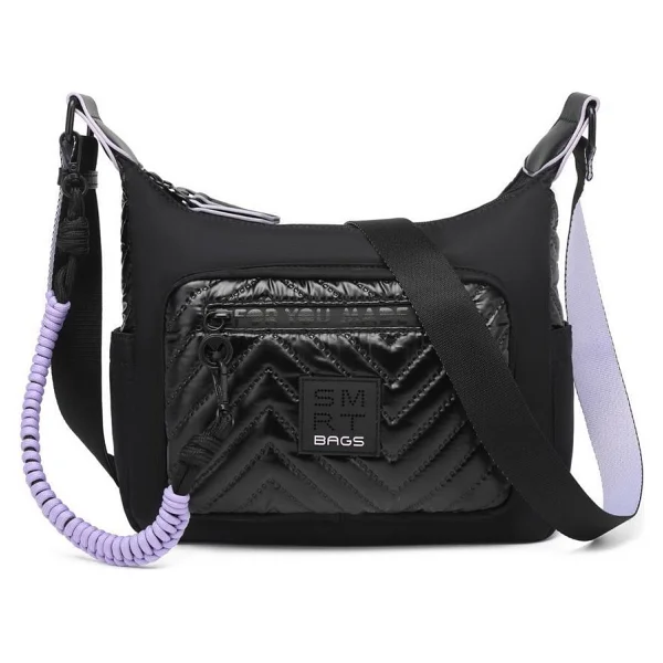 Smart Bags Parlak Kumaş Çapraz Askılı Kadın Postacı Çantası 3251 - Siyah - Gri - Görsel 6