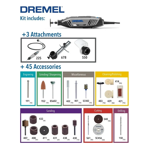 Dremel F0134250jf 4250-3/45 Çok Amaçlı El Motoru - Görsel 6