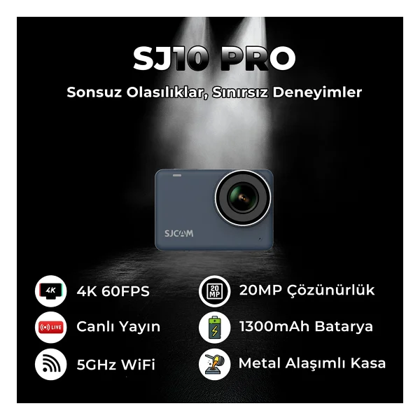 Sjcam Sj10 Pro Wi-Fi 4K Mavi Aksiyon Kamerası - Görsel 3