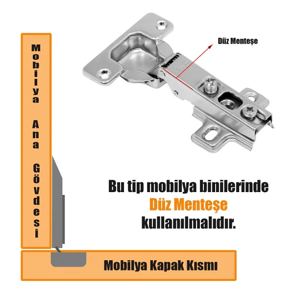 Samet Star Mobilya Dolap Kapak Menteşesi Düz Tas Mentese - Görsel 2