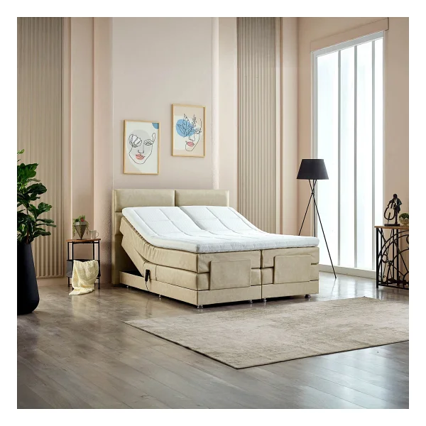 Unimet Nivo Elektrikli Motorlu Hareketli Kumandalı Çift Kişilik Baza+Başlık+Yatak Set - Antrasit - 180 X 200 Cm - Görsel 7