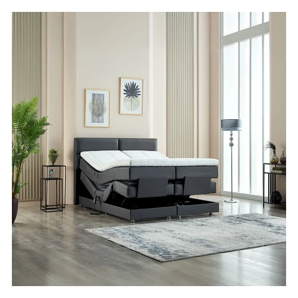 Unimet Nivo Elektrikli Motorlu Hareketli Kumandalı Çift Kişilik Baza+Başlık+Yatak Set - Antrasit - 180 X 200 Cm - Görsel 3