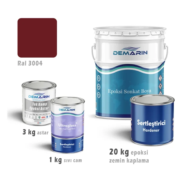 Demarin Epoksi Zemin Kaplama 20 Kg Set (3 Kg Astar +20 Kg Epoksi Zemin Kaplama +1kg Sıvı Cam) - Ral 7042 - Görsel 5