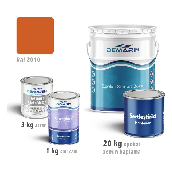 Demarin Epoksi Zemin Kaplama 20 Kg Set (3 Kg Astar +20 Kg Epoksi Zemin Kaplama +1kg Sıvı Cam) - Ral 7042 - Görsel 6