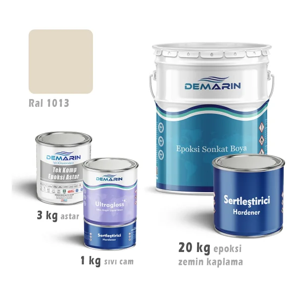 Demarin Epoksi Zemin Kaplama 20 Kg Set (3 Kg Astar +20 Kg Epoksi Zemin Kaplama +1kg Sıvı Cam) - Ral 7042 - Görsel 7