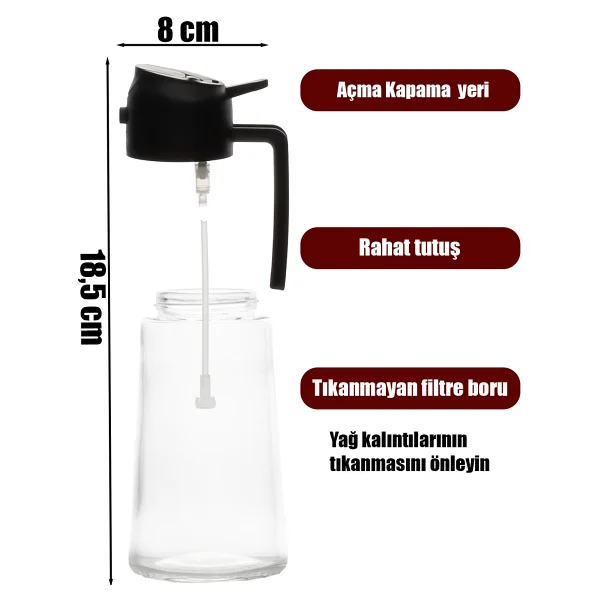 Porsima Çok Amaçlı Cam Sprey Şişe -Yağdanlık Limon Sirke Sos Püskürtücü, Sızdırmaz Yağdanlık Krem - Görsel 5