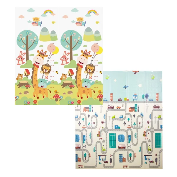 Elfobaby Taşıtlar Sevimli Dostlar 150x180 cm Katlanabilir Oyun Matı - Görsel 2