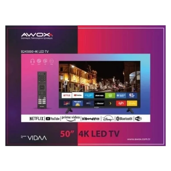 Awox B245000 4K Ultra HD 50" 127 Ekran Uydu Alıcılı Smart LED TV - Görsel 2