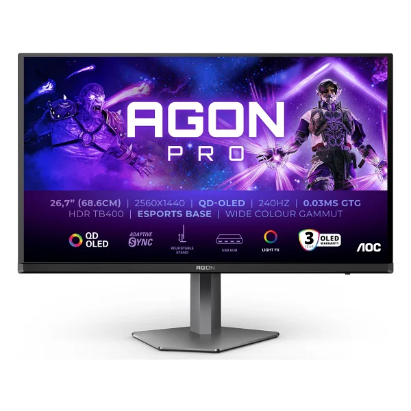 Aoc Agon Pro Ag276qzd2 27" 0.03 Ms 2k Pivot 280 Hz OLED Oyuncu Monitörü - Görsel 2