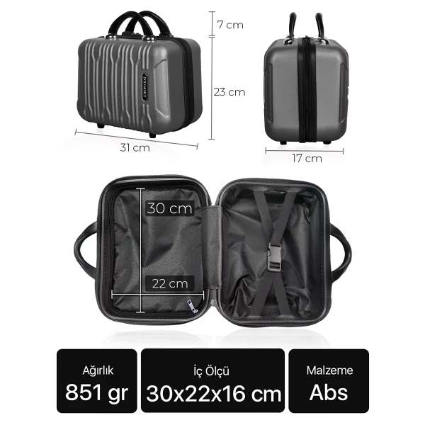 Polo&Sky Mars Abs Füme Makyaj Valizi - Görsel 6
